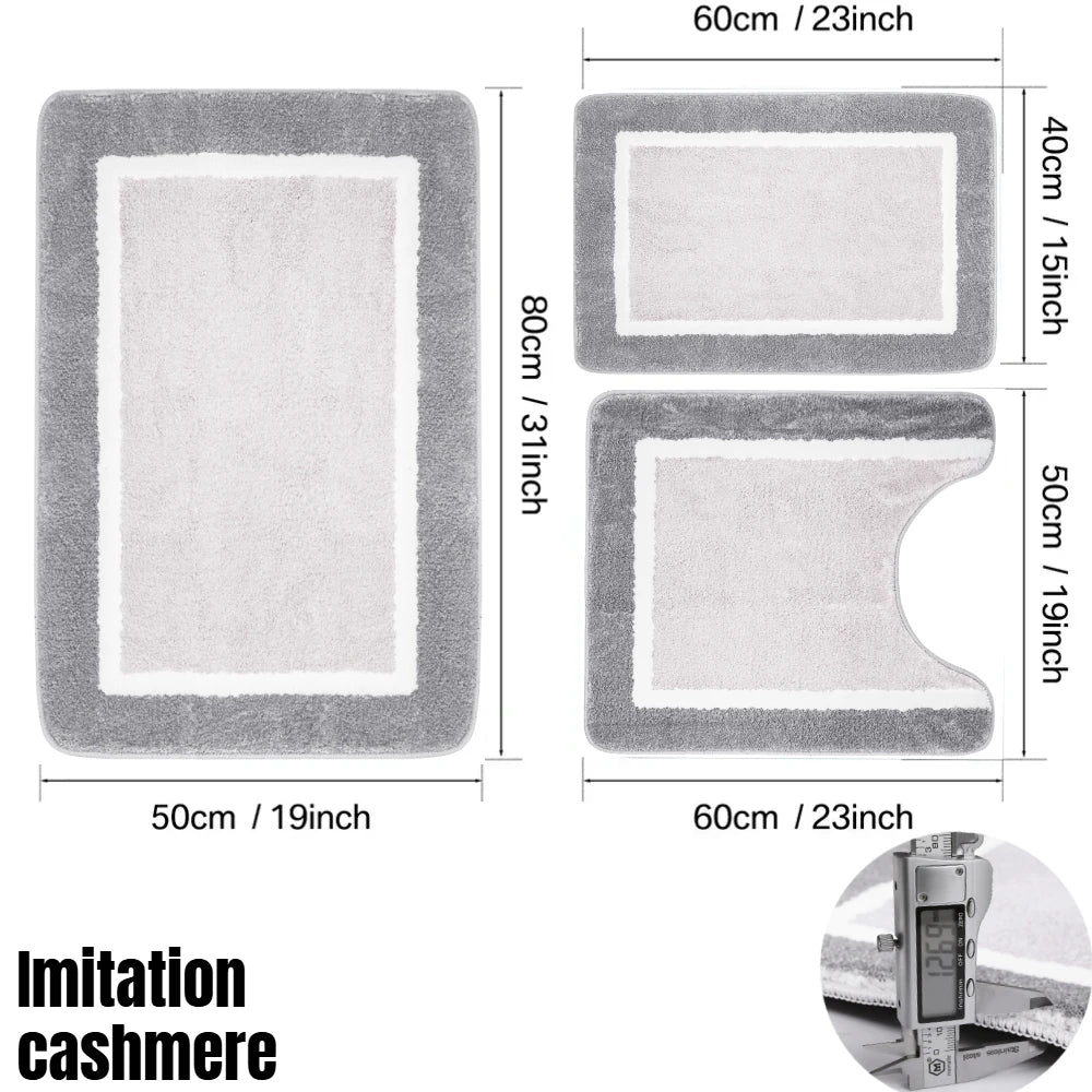 ensemble tapis bain chenille doux absorbant secage rapide motif rayures salle bain