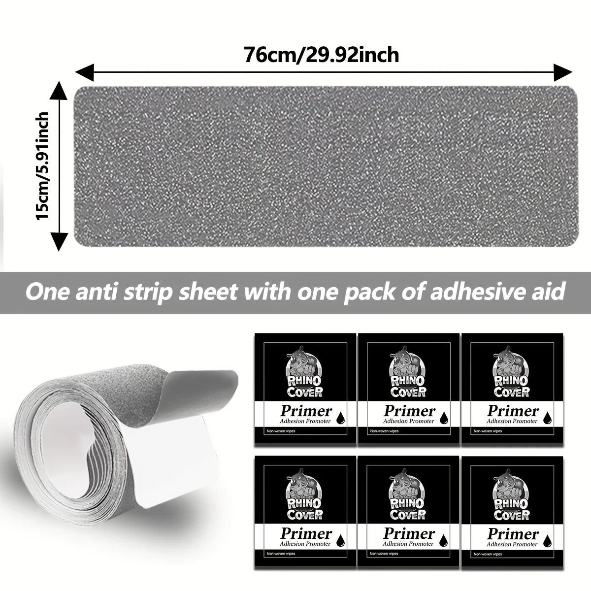 ruban antidérapant microfibre adhésif gris moderne 76cm 15cm extérieur intérieur 8pcs