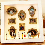 boîte silhouettes diy blanc doré cadres transparents figurines miniatures vintage artisanal