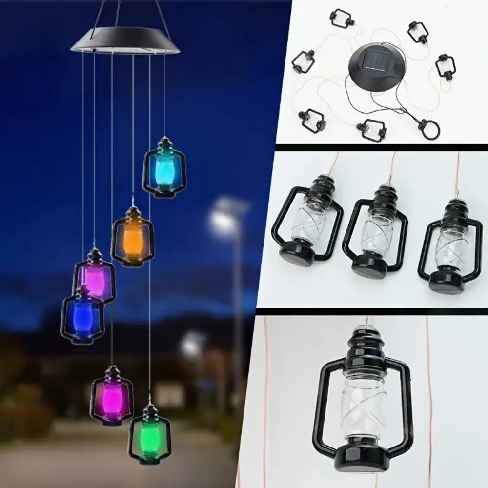 lampe solaire suspendue vintage led multicolore transparente lanternes rustique oeilletsextérieur decoration