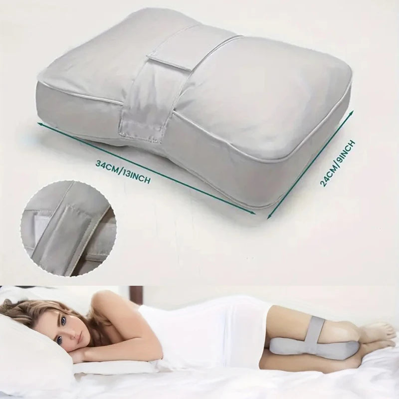 coussin genou blanc uni confort bande velcro literie dormir soulagement sommeil lateral support jambes