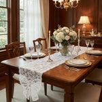chemin table dentelle fleur noix coco blanc rose rouge noir festive romantique vintage