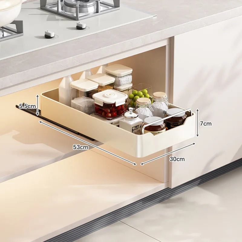 paniers rangement blancs acier inoxydable moderne adhésifs cuisine tiroirs armoires évier espaces étroits