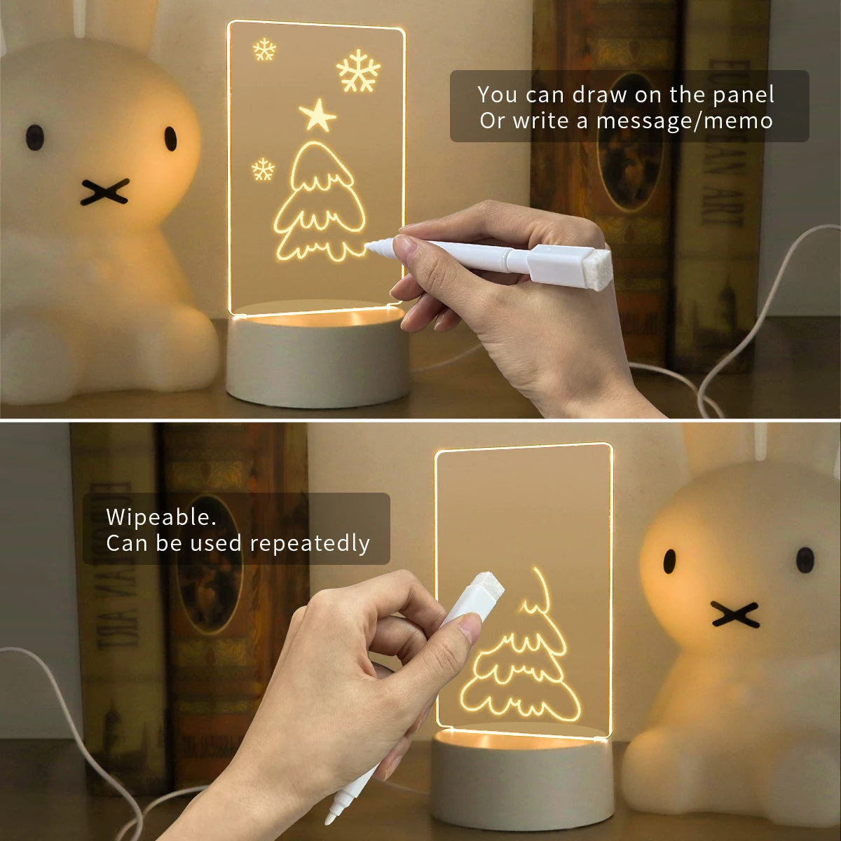 lampe led écriture réinscriptible moderne décoration chambre coucher usb rechargeable ludique