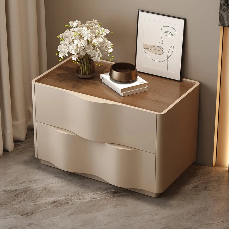 commode moderne beige clair tiroirs plateau rangement meuble chambre simple