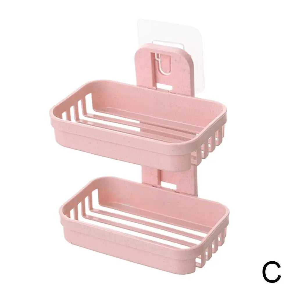 support savon moderne adhésif bleu clair gris rose texture granulée salle bain baignoire évier