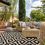 tapis moderne extérieur vert beige noir blanc motif végétal géométrique polyester 80x120cm 120x160cm