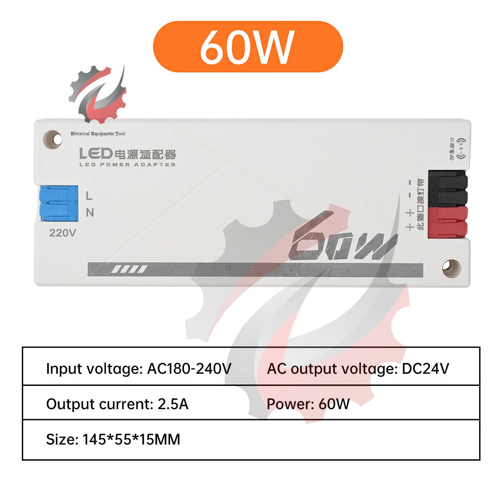 alimentation électrique led 24v blanc transformateur bornes etiquettes 74w 36w 60w 100w
