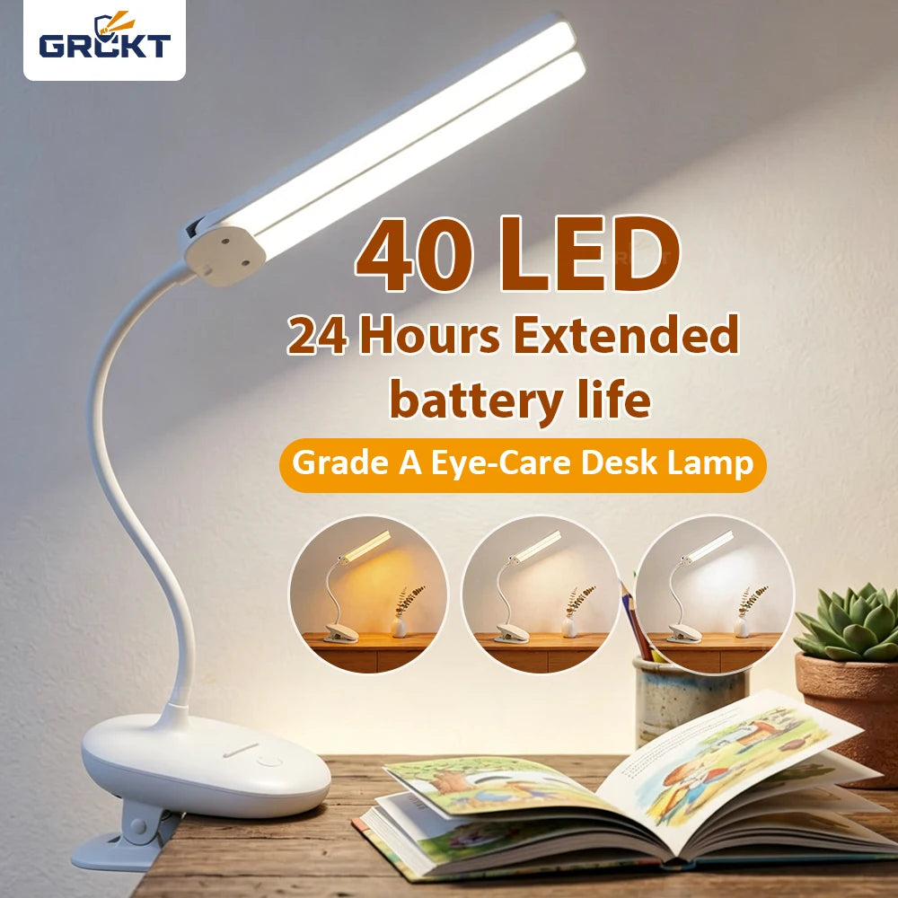 lampe led rechargeable 40 led pinces moderne interrupteur tactile charge usb blanc lisse