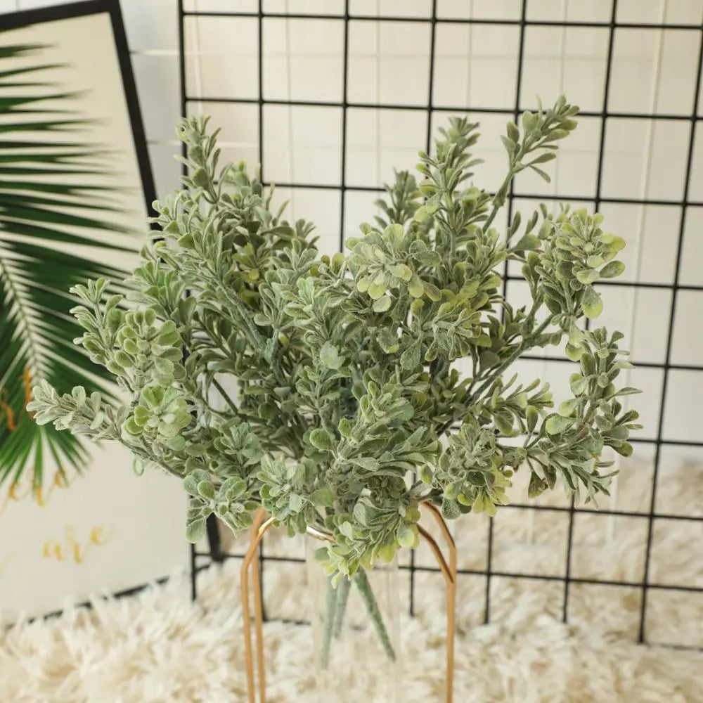 Bouquet artificiel feuilles rondes vert gris décoration intérieure salon jardin naturel rustique decoration cadeau