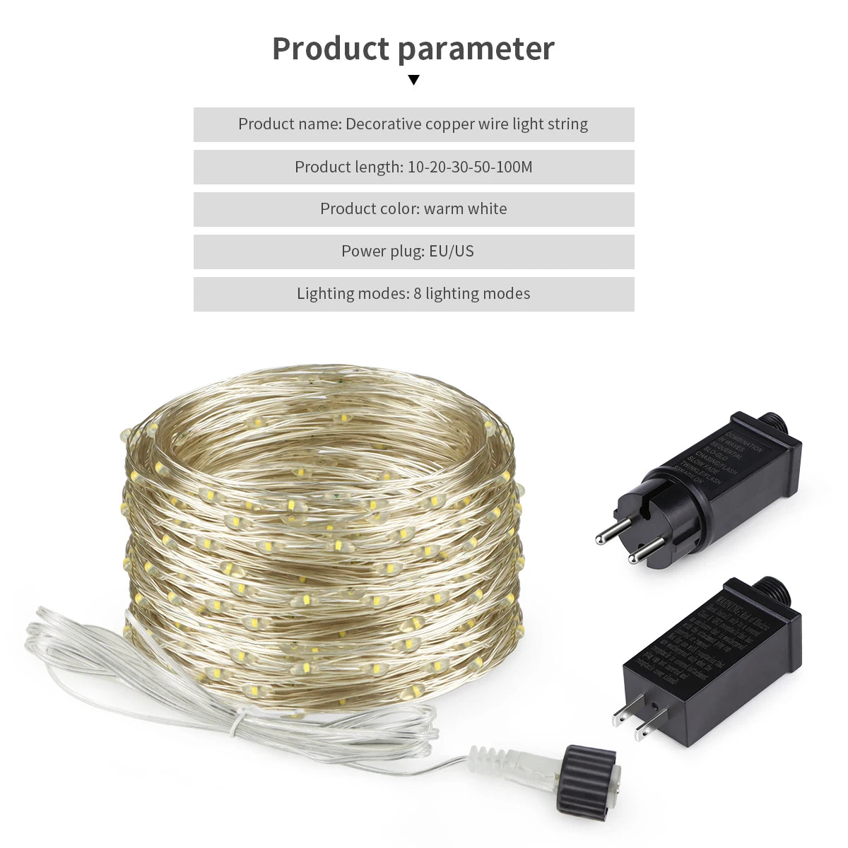 Détail des LED ultra brillantes de la guirlande lumineuse extérieure