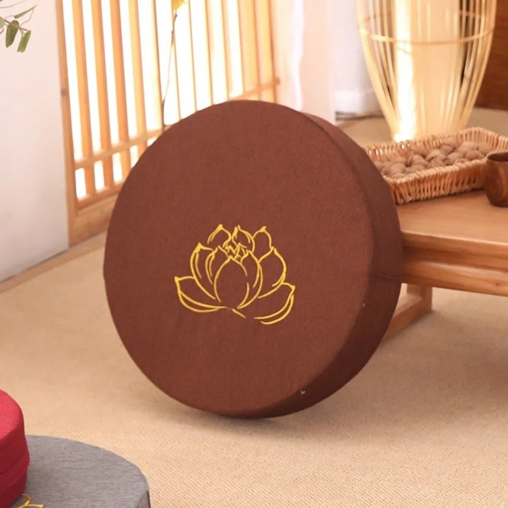 coussin méditation fleur lotus dorée couleur marron violet rouge gris bleu traditionnel rempli coton