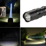 lampe torche led super lumineuse noire texturée moderne étanche 9.5cm compact zoom