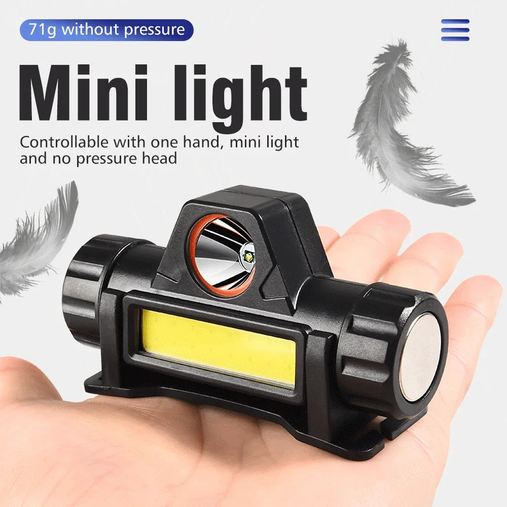 lampe frontale led rechargeable usb noir camping pêche étanche haute luminosité 180deg