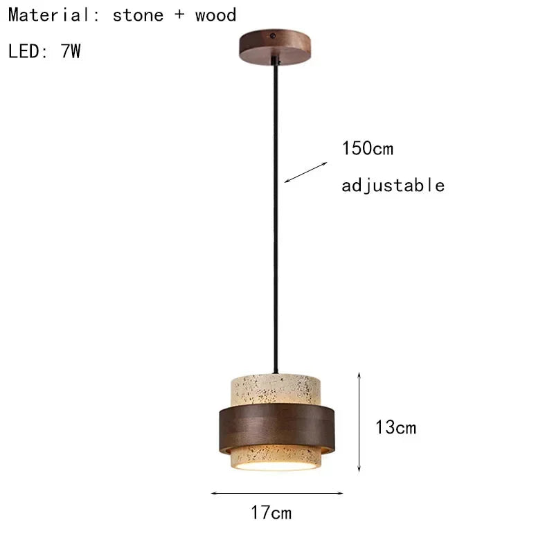 Suspension lumineuse pierre bois texture naturelle moderne salon chambre restaurant