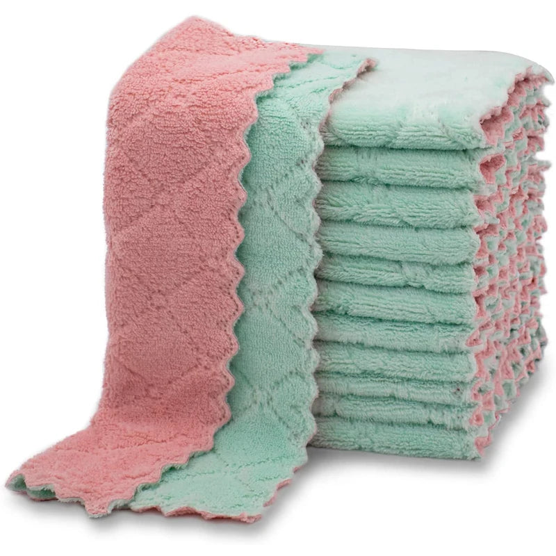serviettes cuisine microfibre rose gris vert absorbantes double face utilitaires modernes