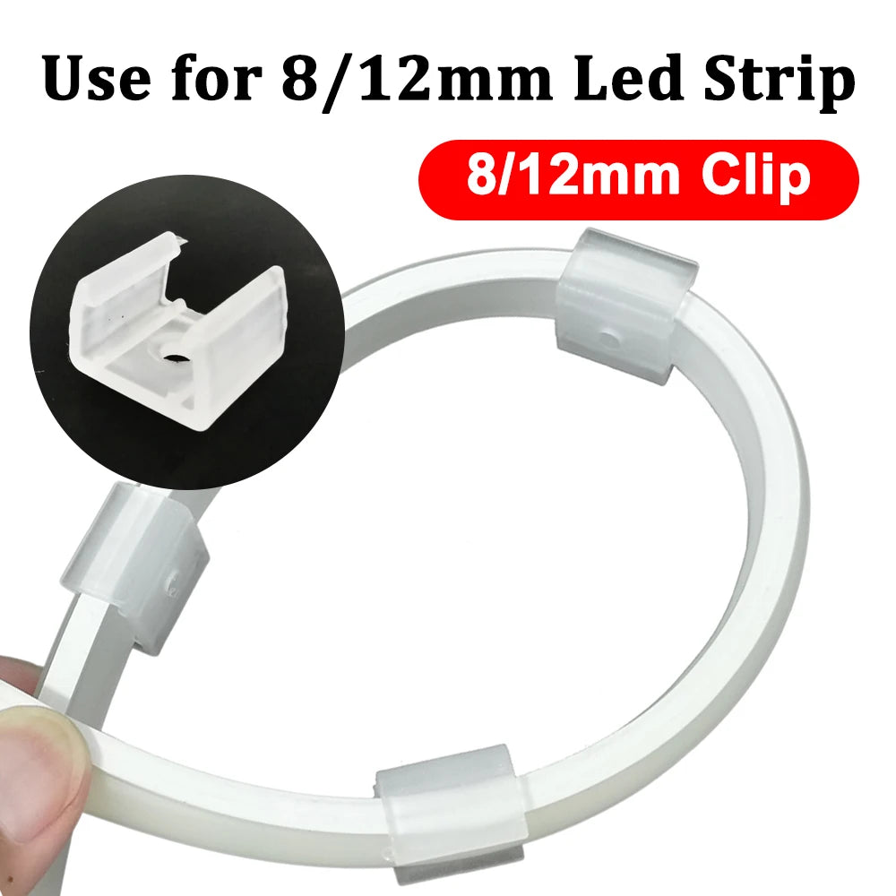 clips fixation rubans led blancs plastique haute qualité 6mm 8mm 12mm certifiés fcc rohs