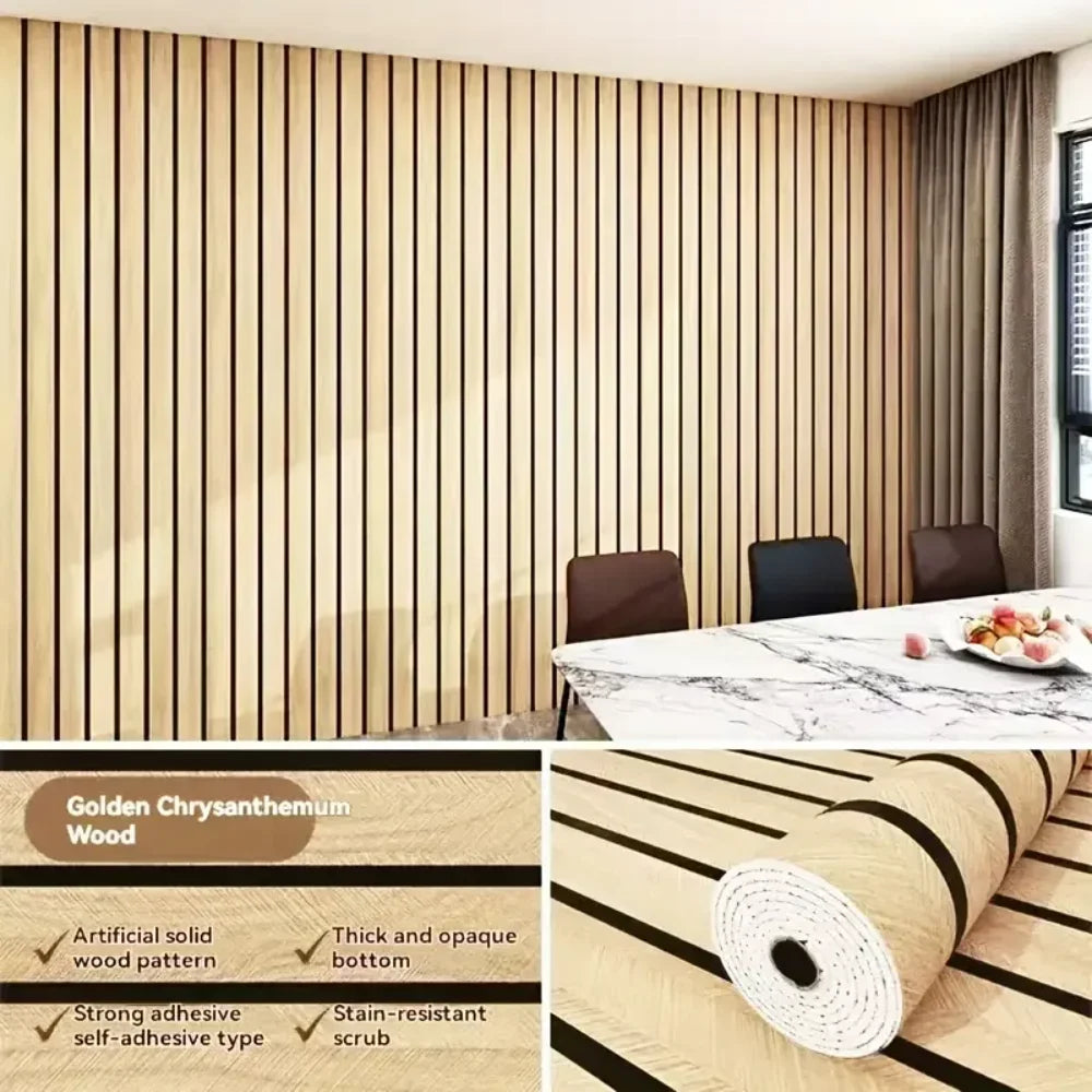 papier peint auto adhésif imitation bois moderne lignes verticales rouleau dimension 40cm 300cm