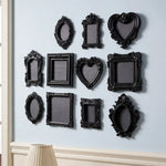 cadres décoratifs noirs ornements baroques classiques adhésifs papier noir brillants intérieurs suspension miroir fixations