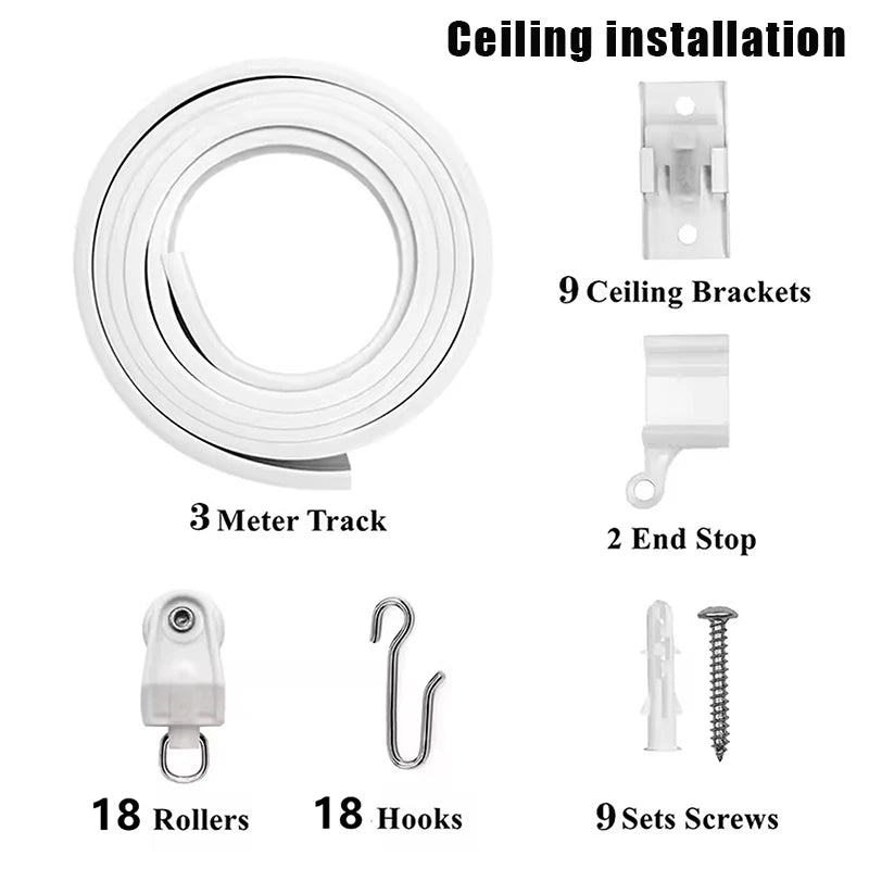 rideau rail flexible blanc moderne clips fixation plaques vis système coulissantINCTEDELETELASTWORD