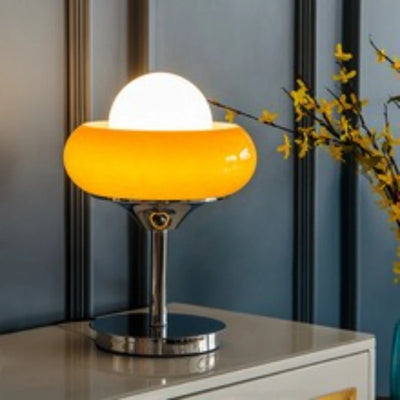 Lampe de chevet orange vintage avec abat-jour noir
