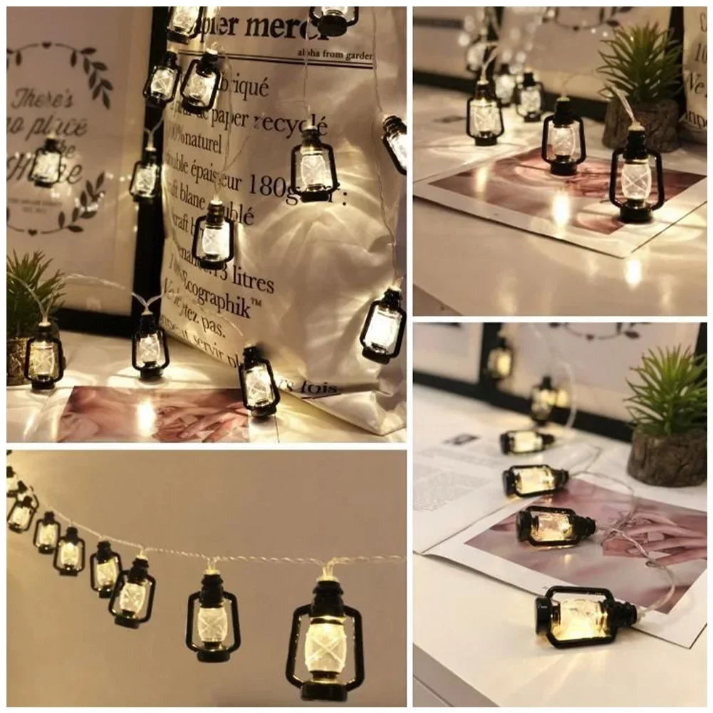guirlande lumineuse noire vintage lanternes étoiles éclairage extérieur blanc led 3m