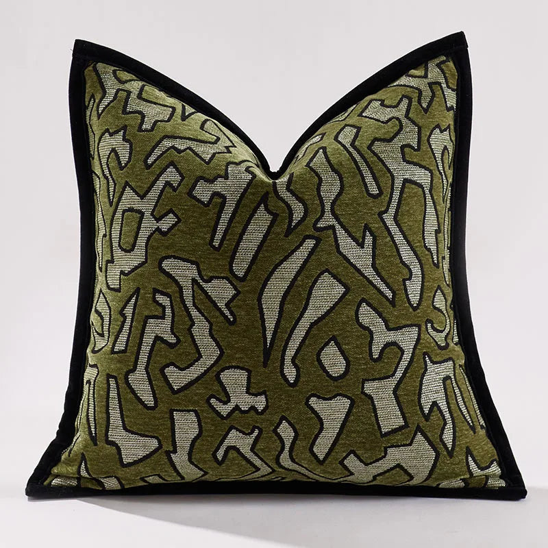 housse coussin carré blanc noir motif géométrique nordique polyester contemporain décoration intérieure voiture sofa