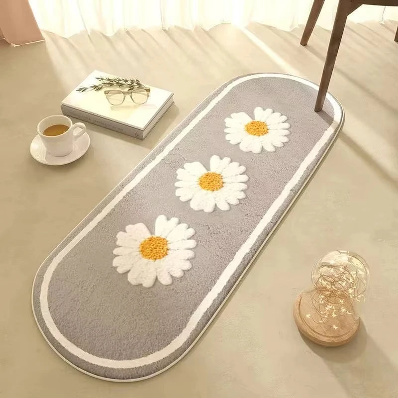 tapis laine antidérapant imperméable fleurs blanches gris jaune moderne chambre prière extérieur camping voyage