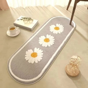 tapis laine antidérapant imperméable fleurs blanches gris jaune moderne chambre prière extérieur camping voyage