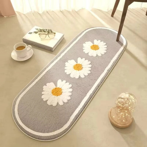 tapis laine antidérapant imperméable fleurs blanches gris jaune moderne chambre prière extérieur camping voyage