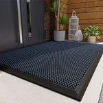 tapis sol extérieur entrée imperméable antidérapant hexagonal moderne noir bordure gris
