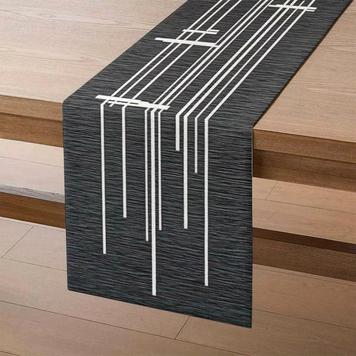 tableau géométrique moderne noir blanc motif lignes abstrait imperméable polyestre décoration événement