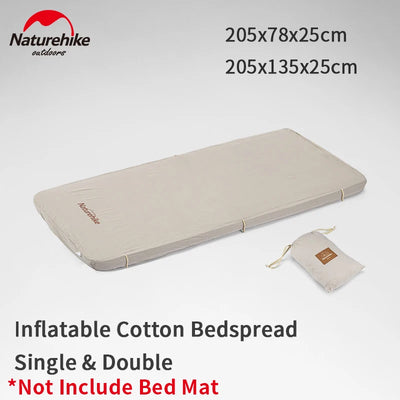 Couvre-lit en coton kaki pour matelas d'air sur un lit de camping