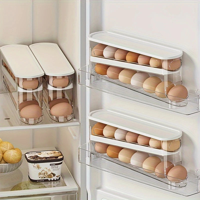 rangement œufs réfrigérateur transparent couvercle blanc moderne minimaliste plateaux plastique qualité alimentaire