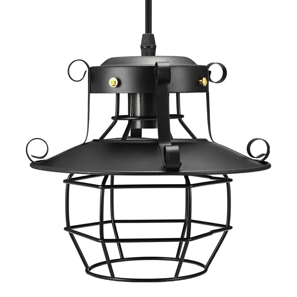 lampe suspendue industrielle vintage cage métallique noir ampoule filament salle manger salon restaurant