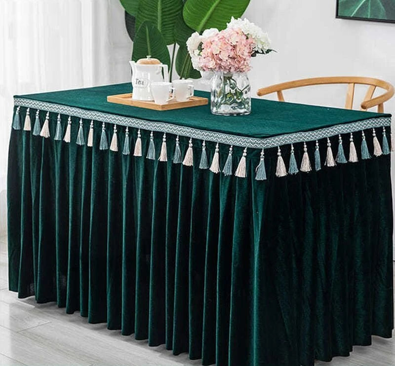 jupe table velours rouge blanc vert foncé gris violet classique réutilisable maison mariage banquet