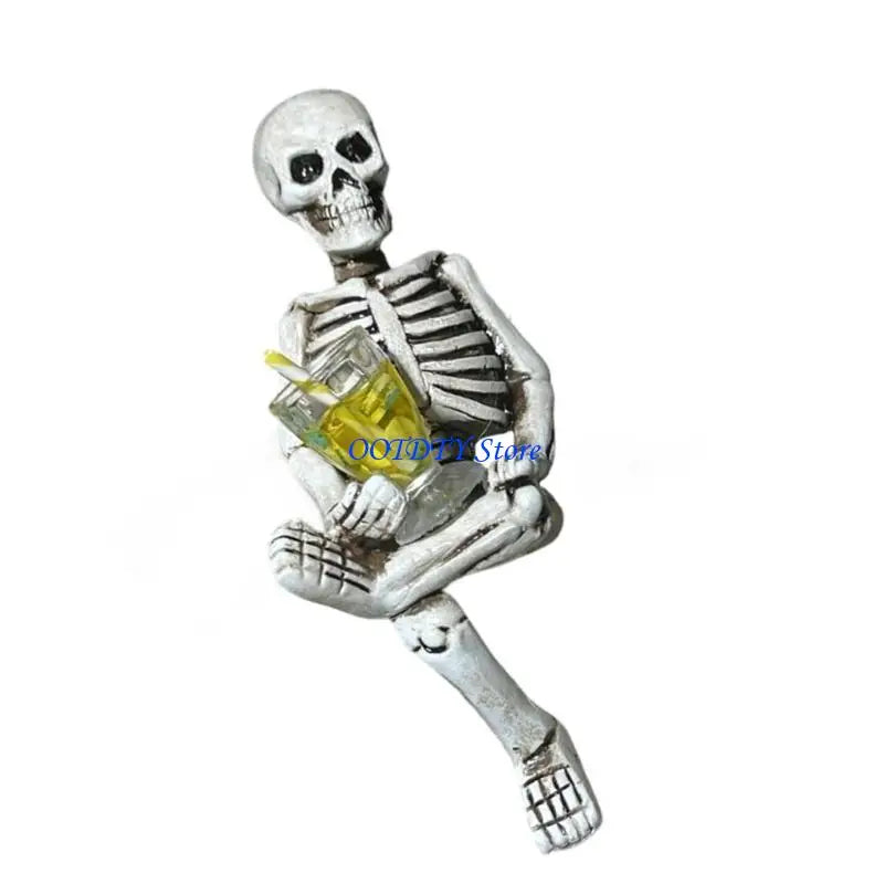 figurines squelette résine boissons halloween blanc rouge jaune aspect osseux texture rugueuse