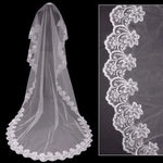 voile mariée classique broderie florale blanc translucide bord appliqué polyester monocouche femme adulte echangement
