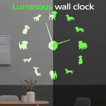 horloge murale moderne chien noir doré grande diy aiguille quartz unique