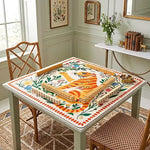 tapis jeu mahjong carré motif tigre orange floral caoutchouc antidérapant jeux société