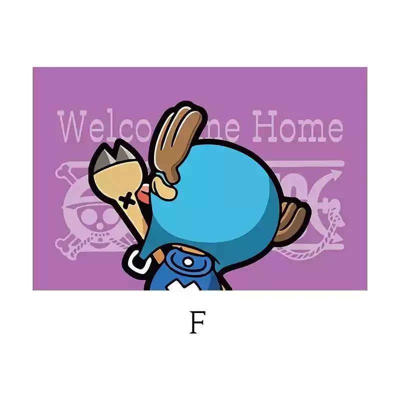 tapis d'entrée one piece noir blanc rouge personnages bienvenue chez toi logo/svg anime moderne
