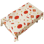 nappe décoration festive motif floral personnage animal opaque polyester coton rouge blanc