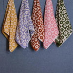 serviettes coton fleurées carreaux absorbantes adultes enfants moderne minimaliste vert rose marron jaune violet