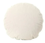 housse coussin ronde velours côtelé rayures horizontales décoration canapé salon moderne rose pâle