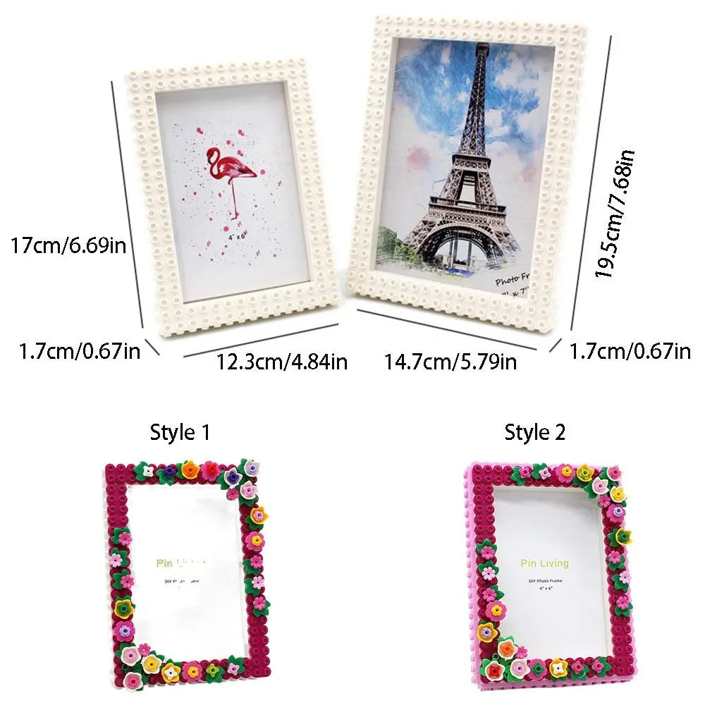 cadre photo floral transparent diy enfantin couleurs vives rose fuchsia vert orange violet