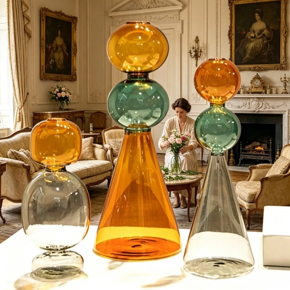 vase verre moderne transparent couleurs géométrique sphères table décoration maison salon