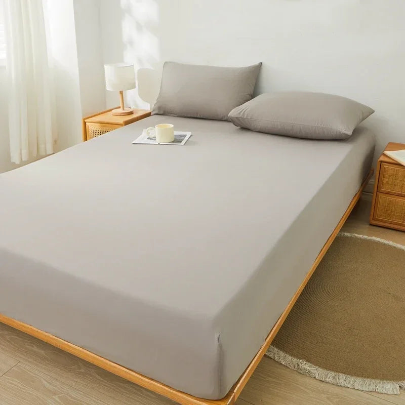 housse matelas gris uni extensible anti acariens lit double coton polyester moderne
