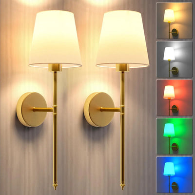 Applique murale à piles dorée avec télécommande RVB