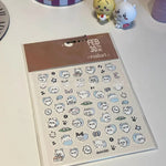 autocollants ongles dessins animés chats coeurs étoiles blanc bleu noir rose transparents mignons DIY