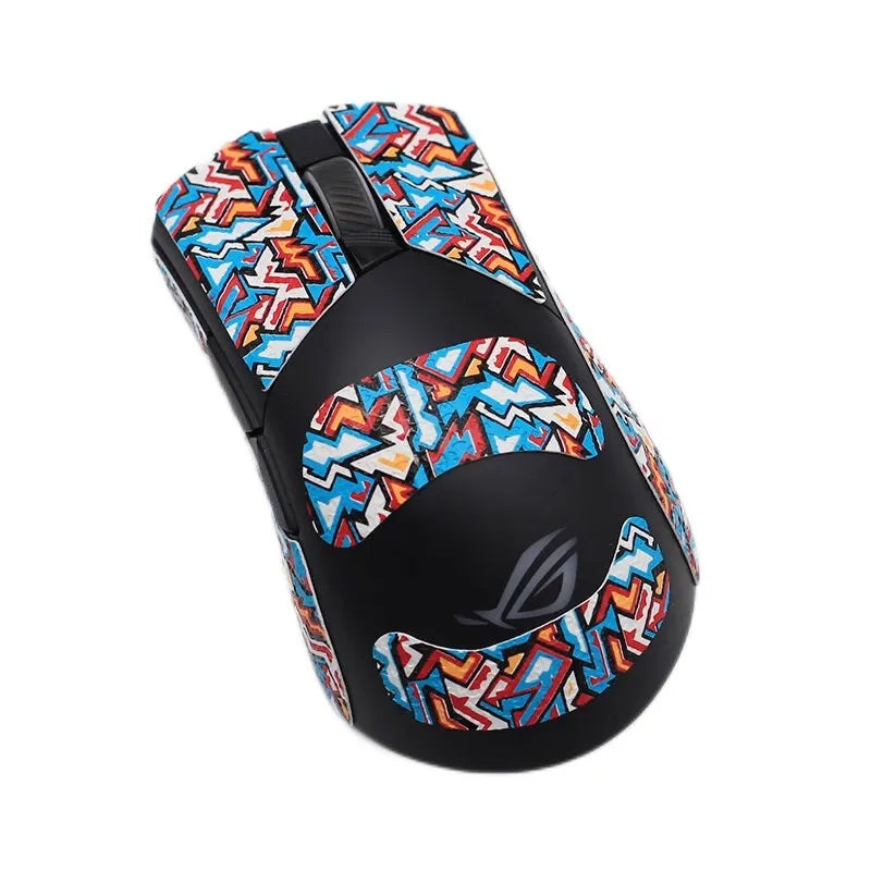 autocollants antiderapants noirs motif geometrique souris gaming rog gladius deux trois